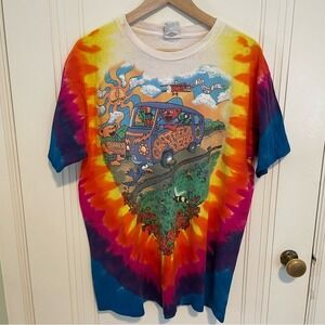 Vintage Grateful Dead 1994 Summer Tour Bears Bus Liquid Blue Tie Dye T-Shirt